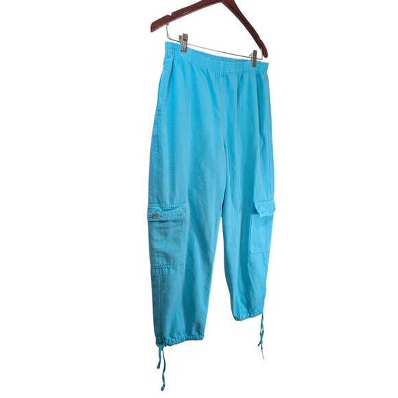 Sea Breeze Womens Cargo Joggers Small Drawstring Pants Aqua USA made - Picture 9 of 9
